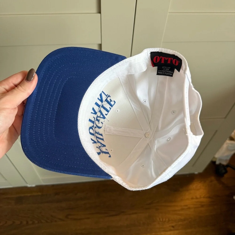 White and Blue Tailgate Captain Trucker Hat